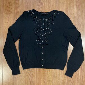 Episode Vintage Angora Black Beaded Cardigan